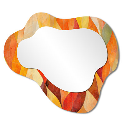Geometric Leaf Puzzle - Geometric Irregular Asymmetrical Mirror, Modern Wall Mirror, Printed on Metal