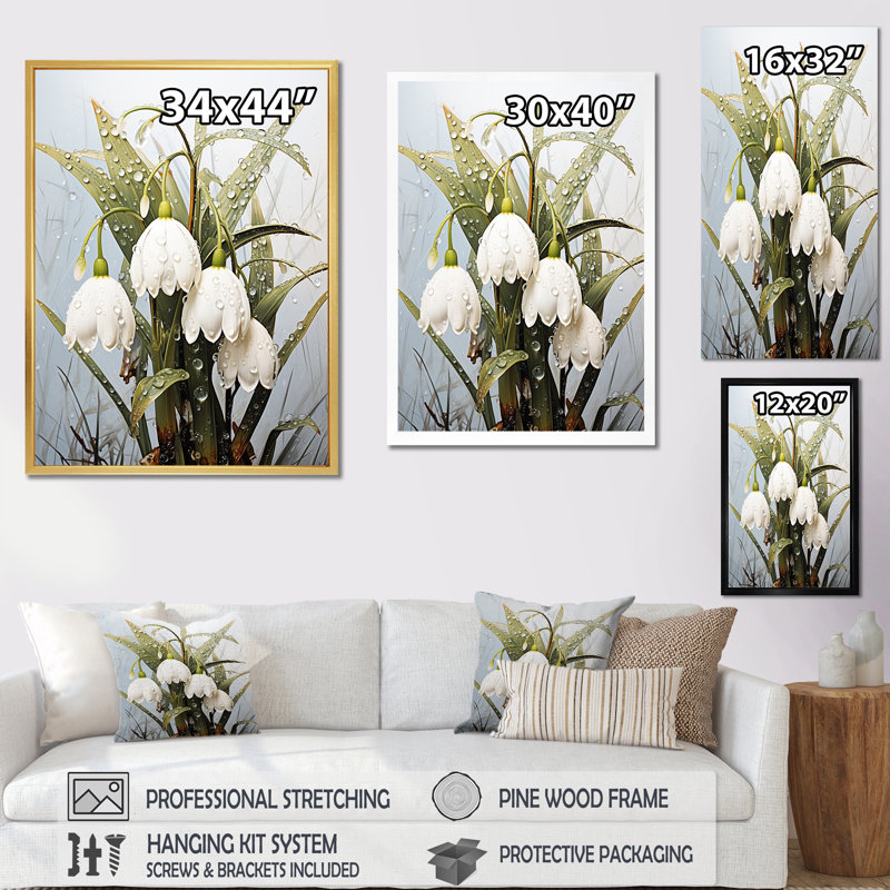 Gouttes de neige vertes et fleurs d'hiver IV, Cadre flottant noir, H 20 po x l 12 po x P 1 po