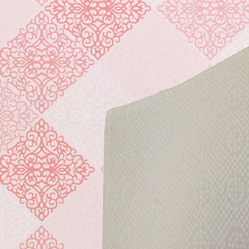 Tapis rose en polyester tissé à la machine Borkowski, Rectangle 5 pi 3 po x 7 pi 7 po