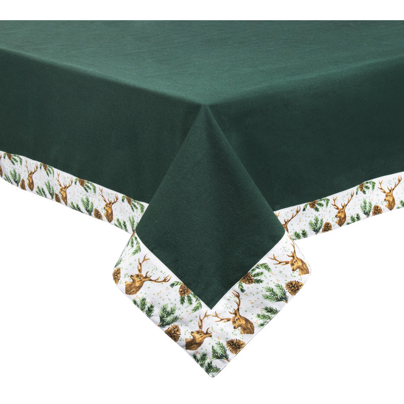 Excelsa tablecloth Nordic Deer cotton 140x240 cm green
