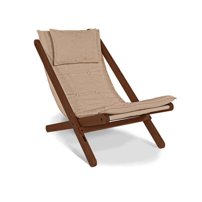 Donner Deck Chair with Cushion, Walnut , Beige