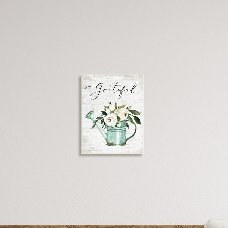 Bouquet de fleurs avec arrosoir rétro Grateful Sentiment, H 19 po x l 13 po x P 0,5 po, Plaque murale