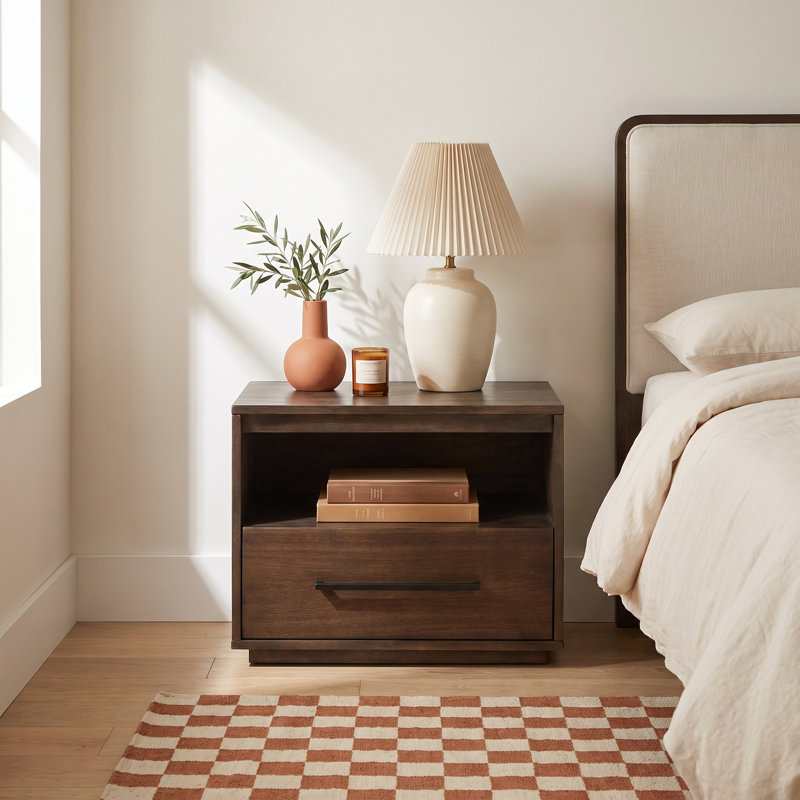 Roxie 1 - Drawer 24.8" Nightstand, Dark Chocolate