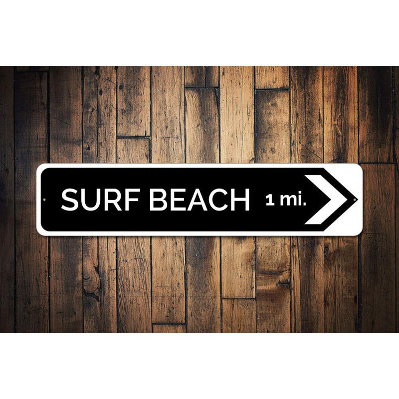 Panneau en aluminium Surf Beach Arrow, H 6 po x l 24 po x P 0,06 po