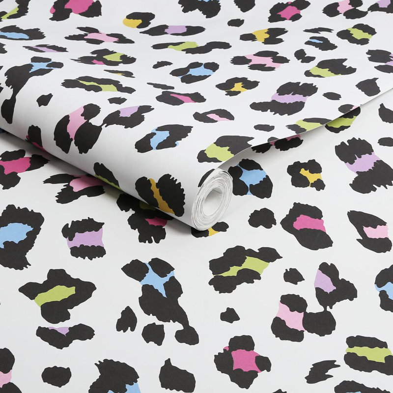 Envy Big Cat Leopard Print Wallpaper, White