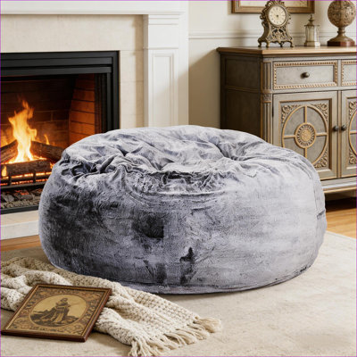 Fauteuil à billes en mousse à mémoire de forme de 5 pi, grande chaise longue pour adulte pour la détente dans le salon | Mauve | Rond