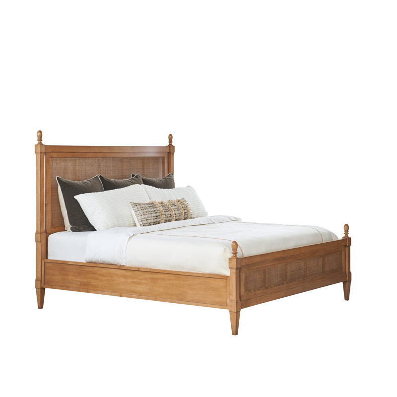 Queen Brown Wood Frame Poster Bed with Headboard