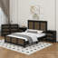 Grand lit plateforme campagnard avec bande en bois-1312263993
