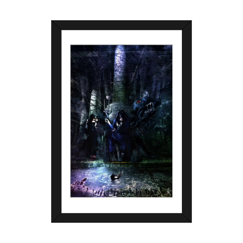« hades », impression sur toile, H 24 po x l 16 po x P 1 po, Papier avec cadre noir, Blanc