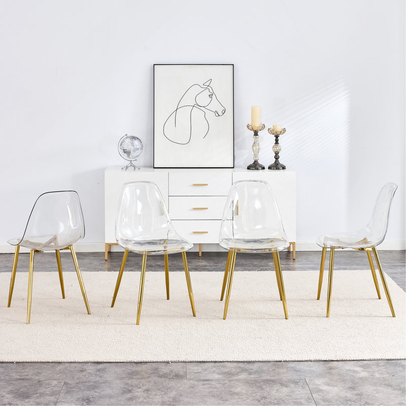 Chaise de salle à manger moderne simple et transparente, chaise en plastique sans accoudoirs, chaise nordique de maquillage, tabouret de maquillage et de métal
