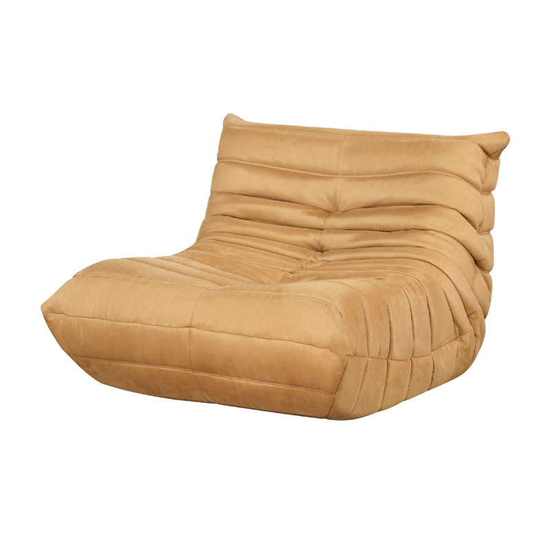 Chaise d'appoint Revena, microfibre plissée, courbée, Jaune