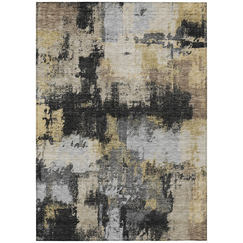 Machine Washable Indoor/Outdoor Chantille ACN2913 Modern Rug, 3' x 5', Black
