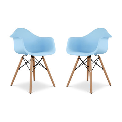 Modholic Eiffel Armchair With Wood Legs, Blue (Set Of 2)