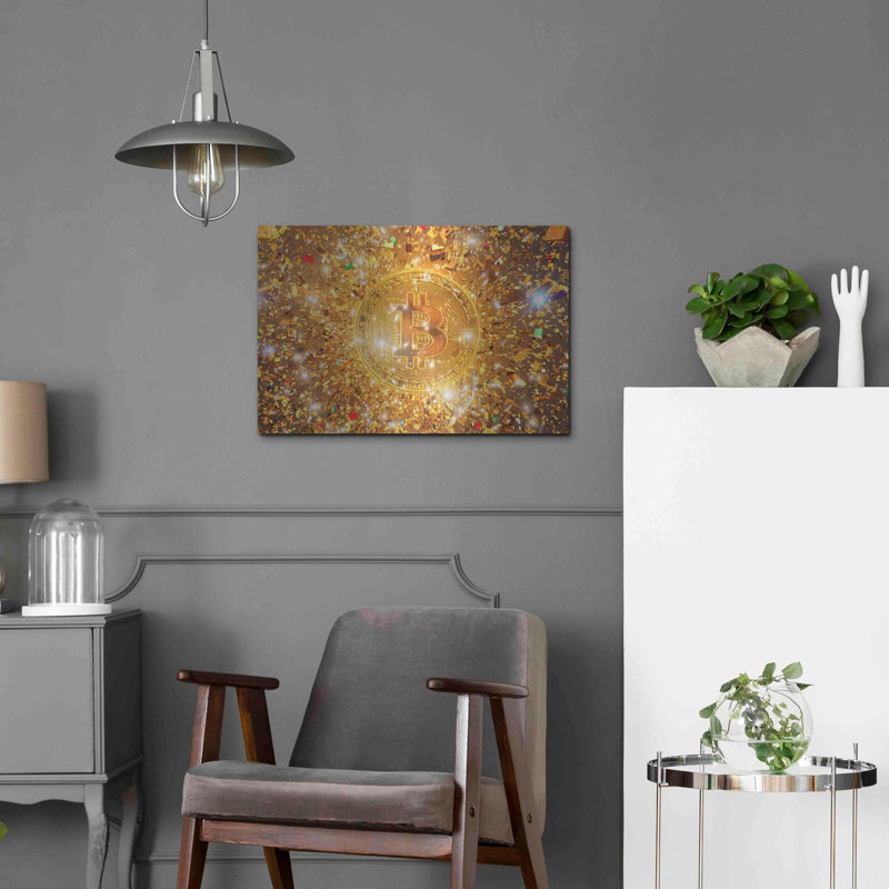 'Bitcoin Gilt', Metal Wall Art, 16" H x 24" W