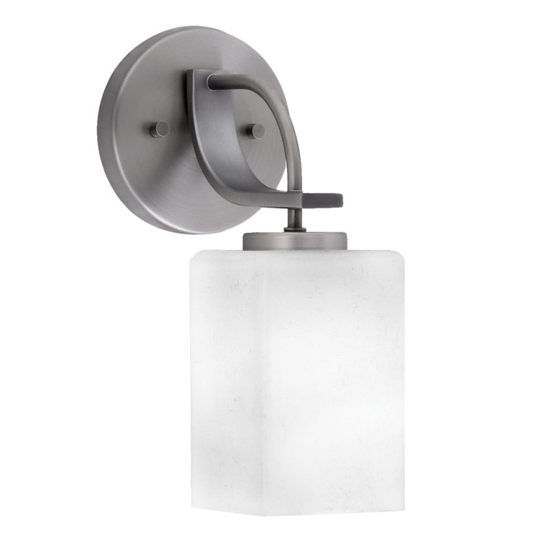 Cavella Wall Sconce Shown With 4" White Muslin Glass, Graphite