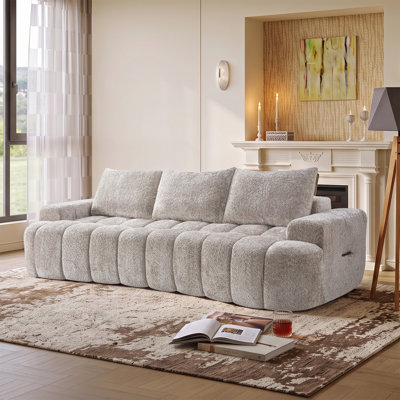 Canapé modulaire compressé très large de 100 po à l'avant courbé, canapé Boucle 3 places en forme de nuage avec mousse à haute résilience, facile à déplacer et à expédier, canapé surdimensionné moderne pour le salon