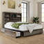 Base de lit grand avec bibliothèque et rangement à DEL 51,2 po Bilal, 4 tiroirs de rangement, gris-1439693676-1437441340
