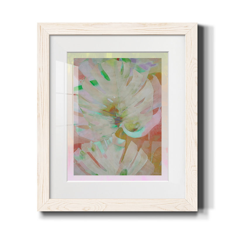 «Retro Palms I», reproduction d'art sur papier encadré, H 20 po x l 17 po x P 1,5 po, Blanc