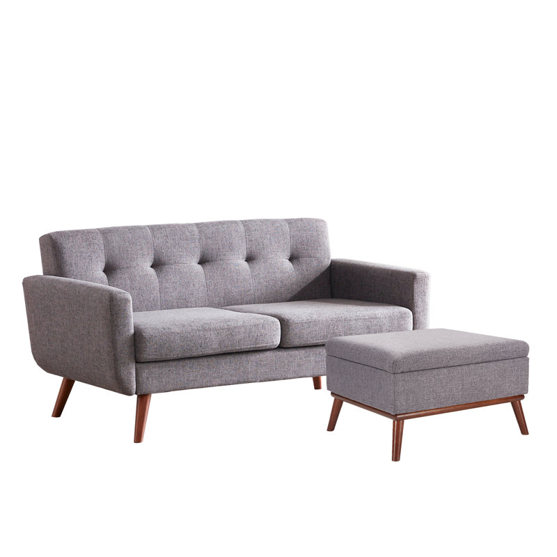  Ensemble de canapé-lit capitonné l 65 po avec repose-pieds, Gris