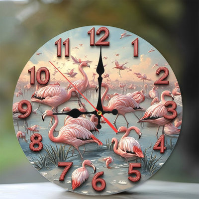 Horloge murale flamant rose