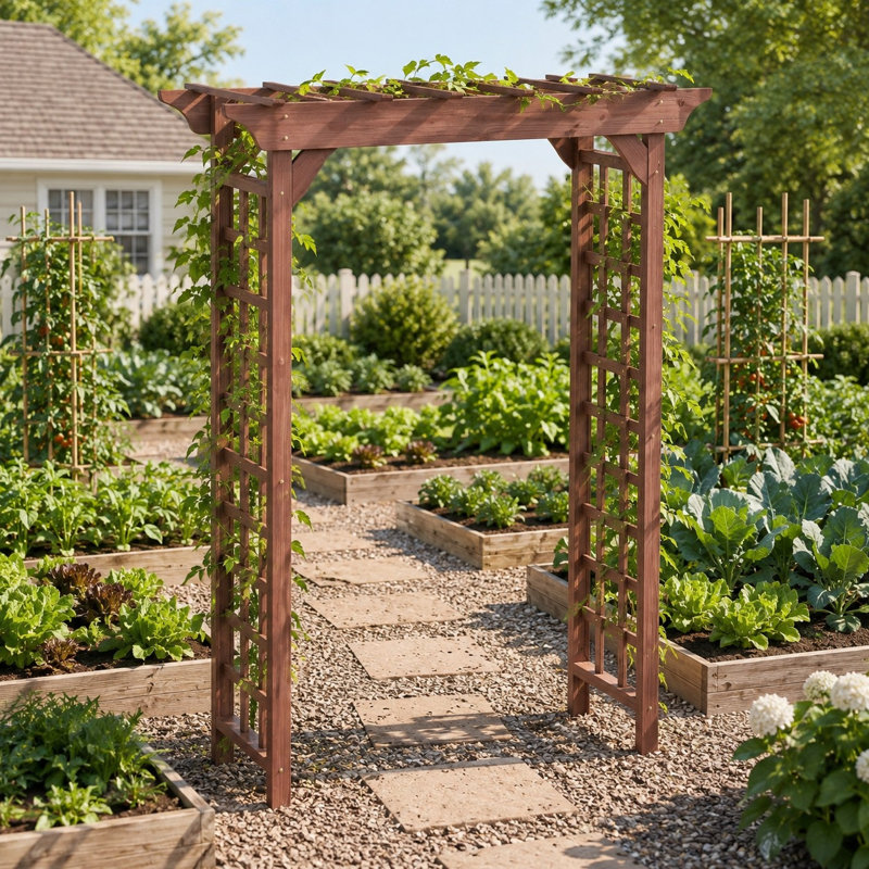 Treillis d'arbre de jardin en bois brun pour plantes grimpantes