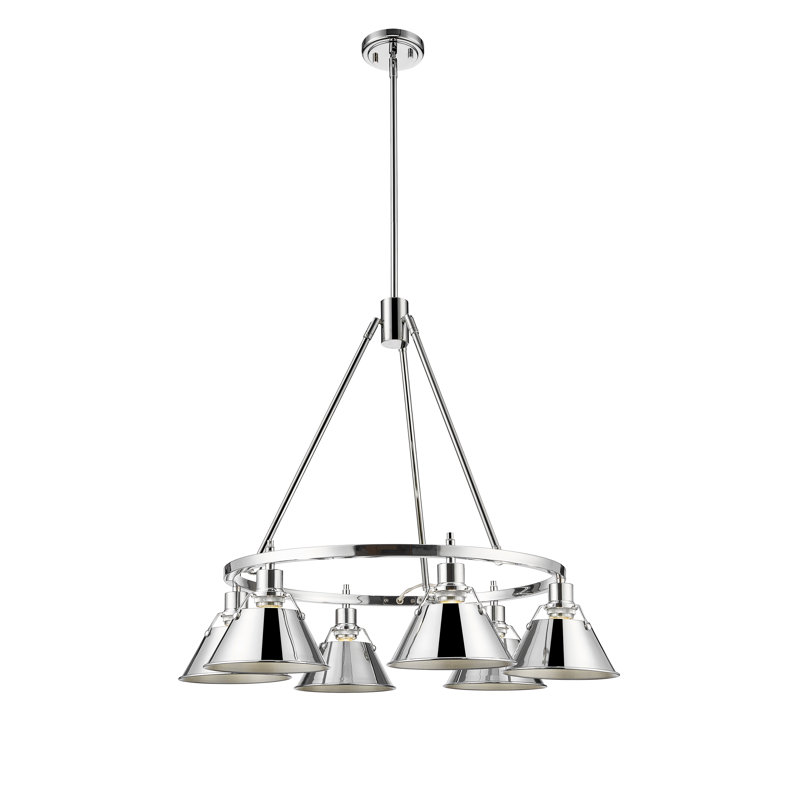 Felda 6 - Light Steel Dimmable Cone Chandelier, Chrome, Chrome
