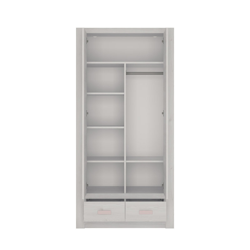 Hanley 2 Door Wardrobe, White/Pink