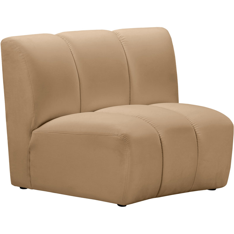 Dabir Velvet Slipper Chair, Camel Velvet