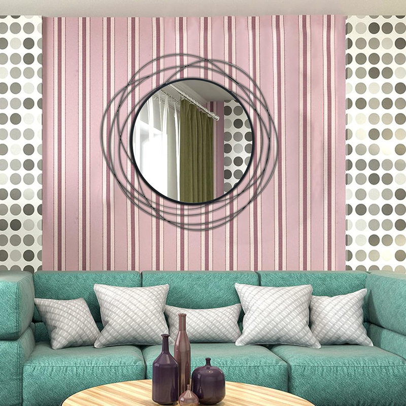 Wall Mirror Mounted Round Decorative Mirrors Circle For Bathroom Vanity, Living Room Or Bedroom 26.8” X26.8” (Black)