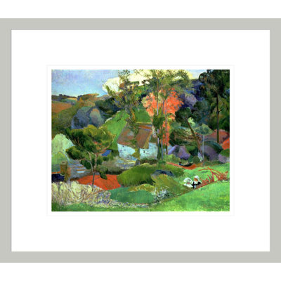 «Landscape at Pont Aven» par Paul Gauguin - Estampe numérique encadrée