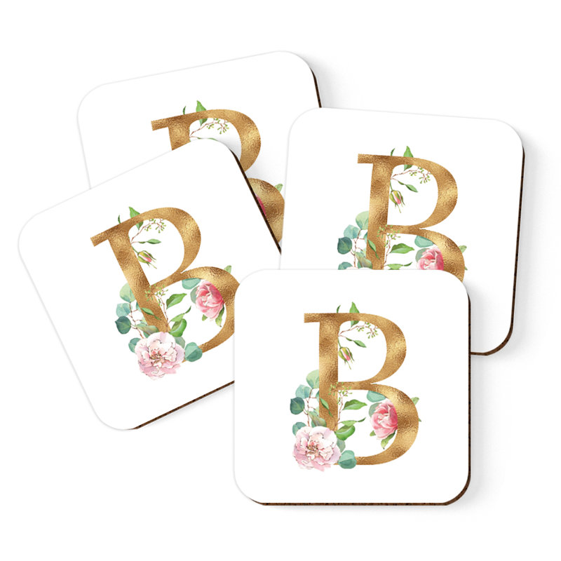 Sous-verre de lettre initiale à monogramme Lush Bloom, B