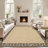 Floral Bordered Machine Washable Rug with Non-Slip Backing Non-Shedding Foldable Soft Low Pile Indoor Carpet-2062159974