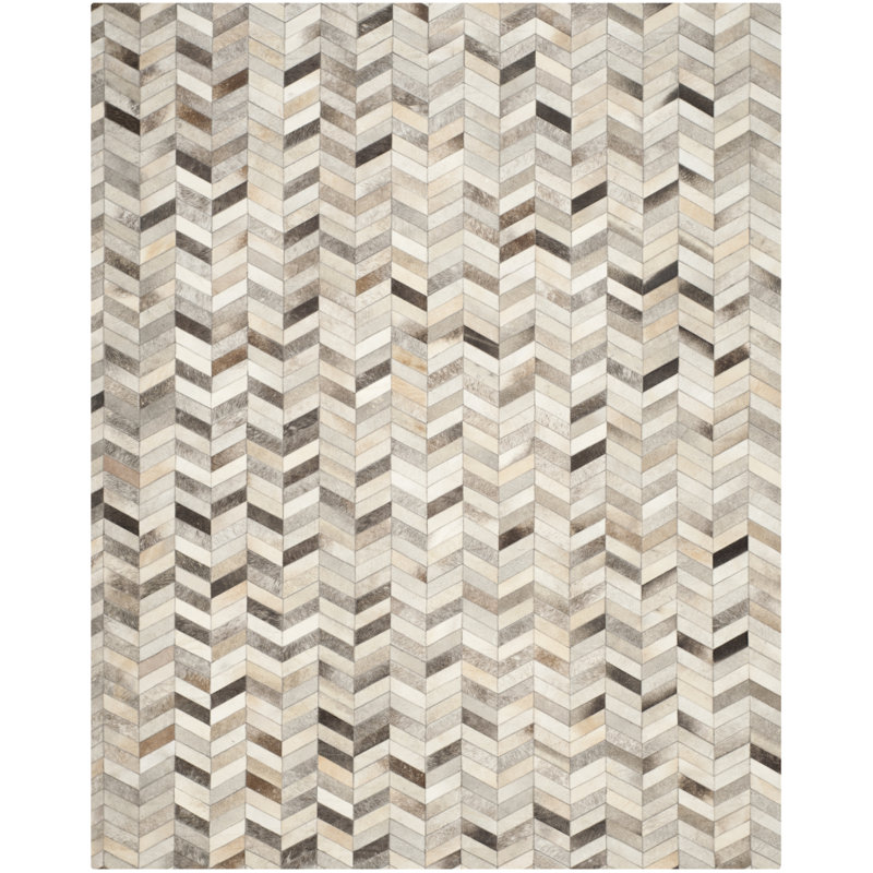 Heilman Herringbone Hand-Woven Leather Area Rug, Rectangle 8 pi x 10 pi