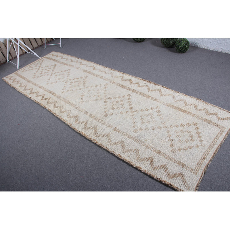 Tapis de couloir rétro en laine avec motif décoratif et couleurs vives