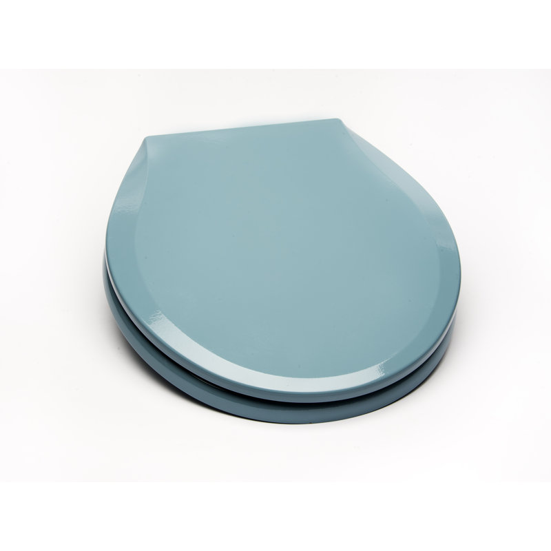 Siège de toilette rond en bois moulé, Bleu régence