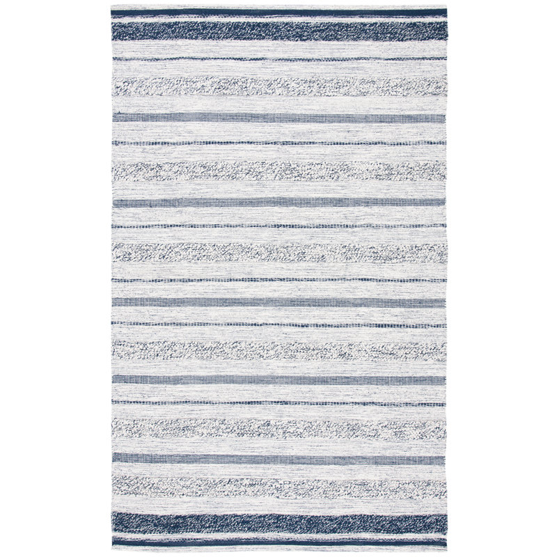 Tapis ivoire en coton tissé à plat à la main Dooley, Rectangle 3 pi x 5 pi