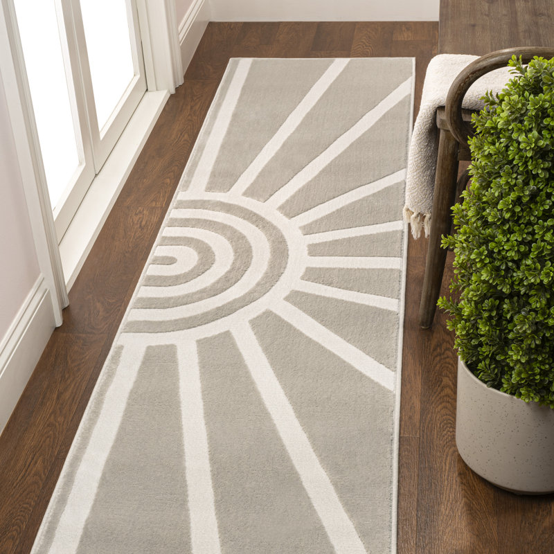Tapis beige / crème Berangere Mid-Century Scandinavian, Tapis de couloir 2 pi x 8 pi