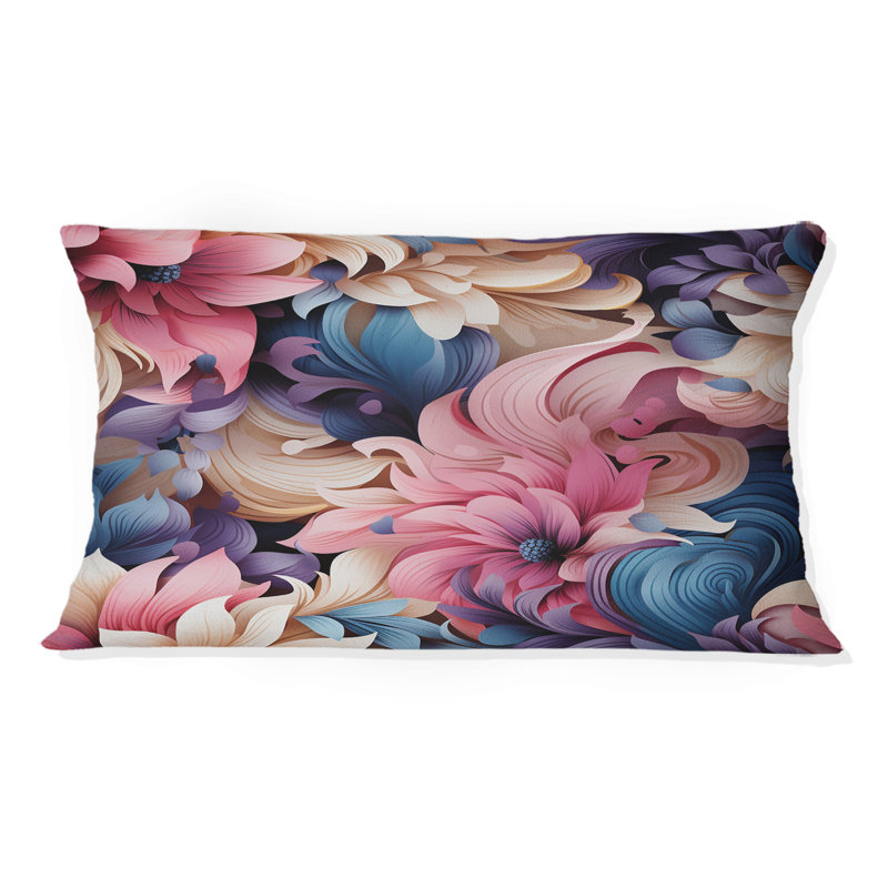 Motif de cachemire roses roses et bleues avec motif cachemire - Récif corail abstrait multicolore azur - Coussin décoratif