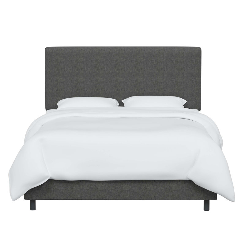 Lit tapissier standard Surant, Très grand californien, Lin gris anthracite texturé Zuma