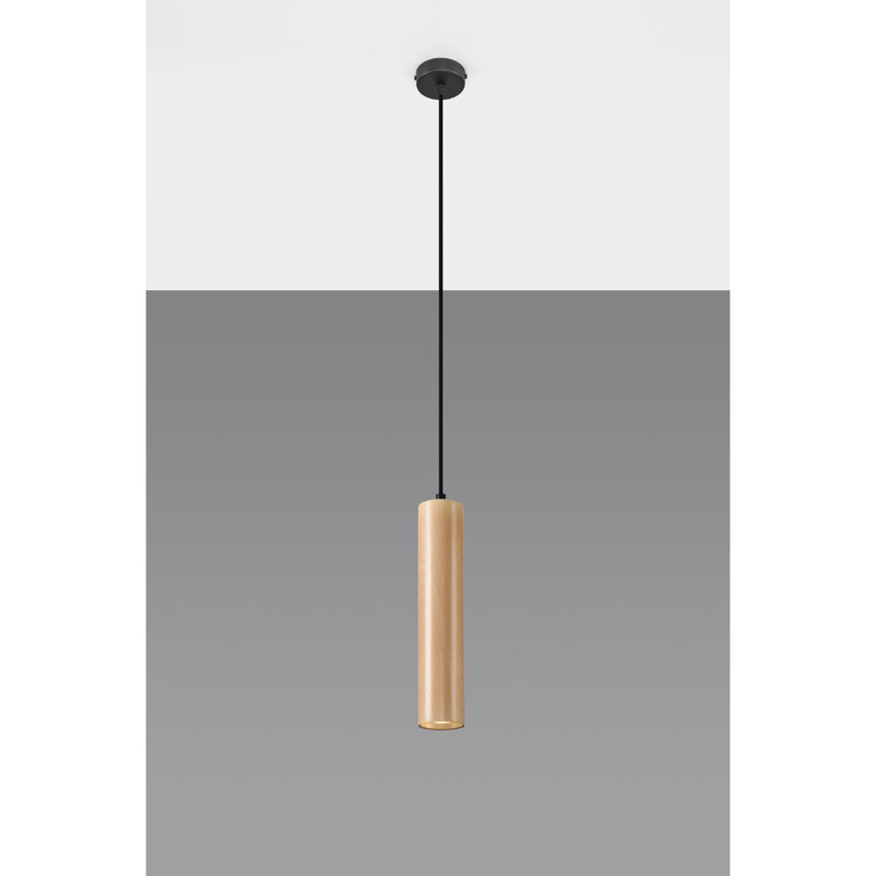 Casper 1 - Light White/Brown Cylinder Pendant, Wood