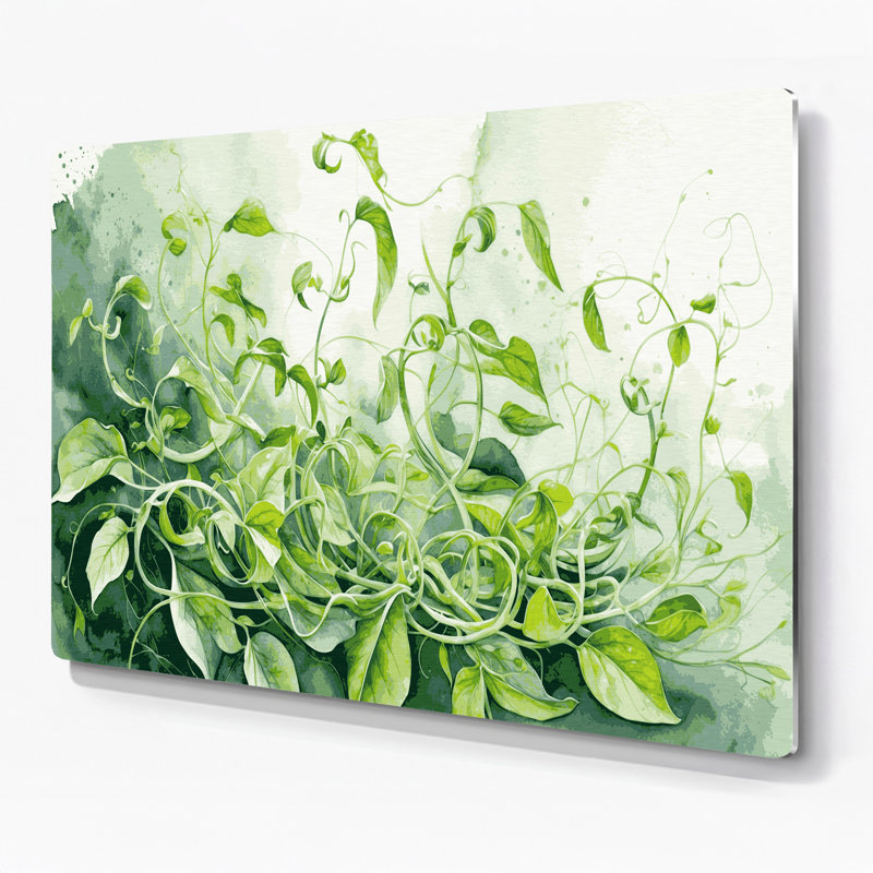 Art mural en métal légumes pousses de pois vert, H 11 po x l 14 po