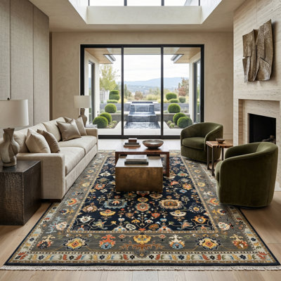 Tapis rectangulaire en laine antique