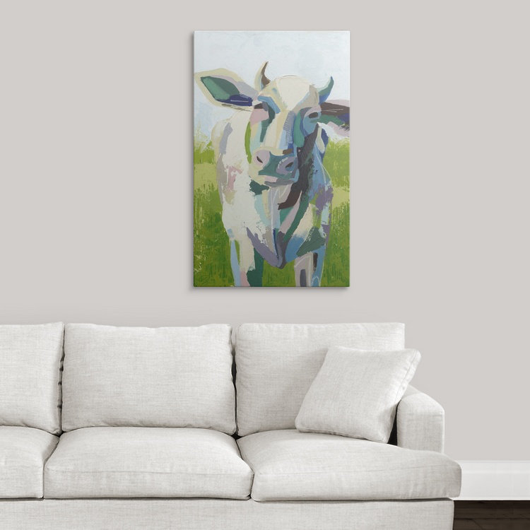 «Painterly Cow II» par Grace Popp - impression d'art graphique, H 48 po x l 30 po x P 1,5 po, Toile