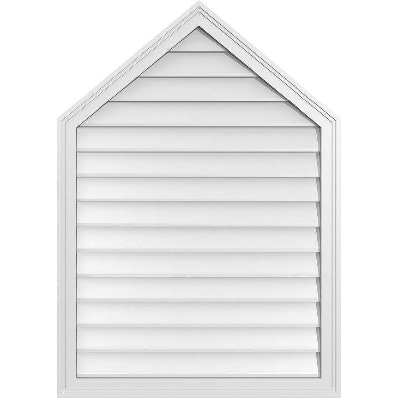 Peaked Surface Mount Signature Urethane Non-Functional Gable Vent 10/12 Pitch Primed Tan, 42" H x 30" W x 1.5" D