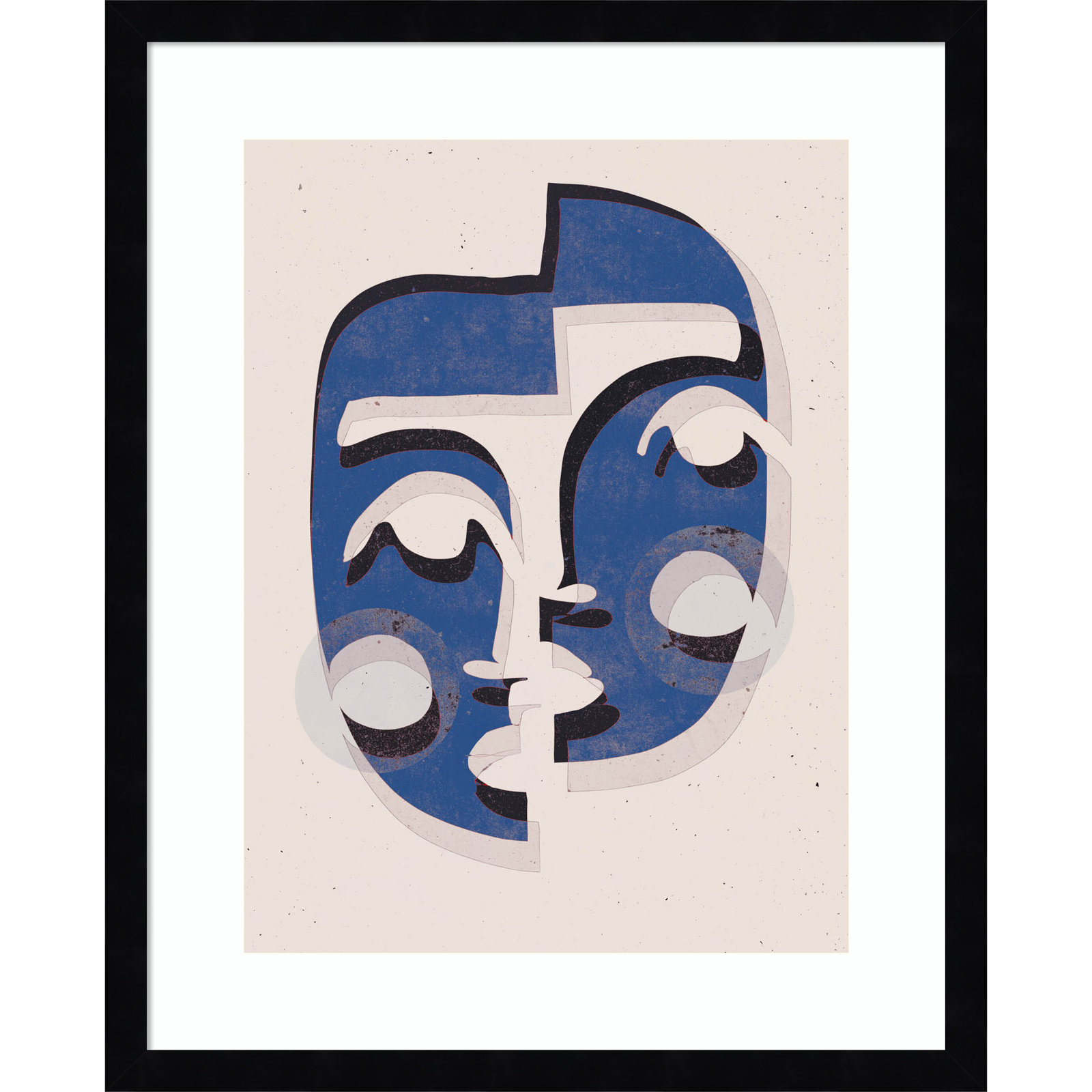 Galya "The Blue Mask" Print by Treechild, 21" H x 17" W, Black