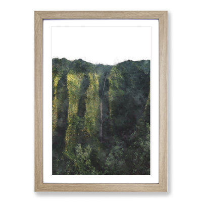 Kauai Waterfall in Hawaii - Framed Print