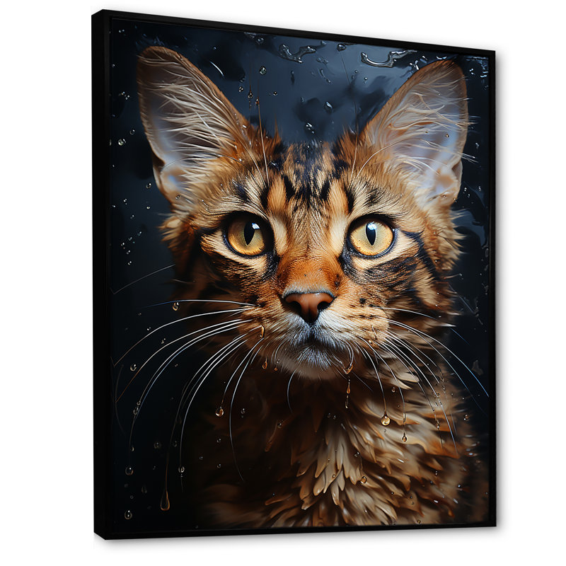 «Havana Brown Mystique Cat I», reproduction d'art mural, H 32 po x l 16 po x P 1 po, Cadre flottant noir