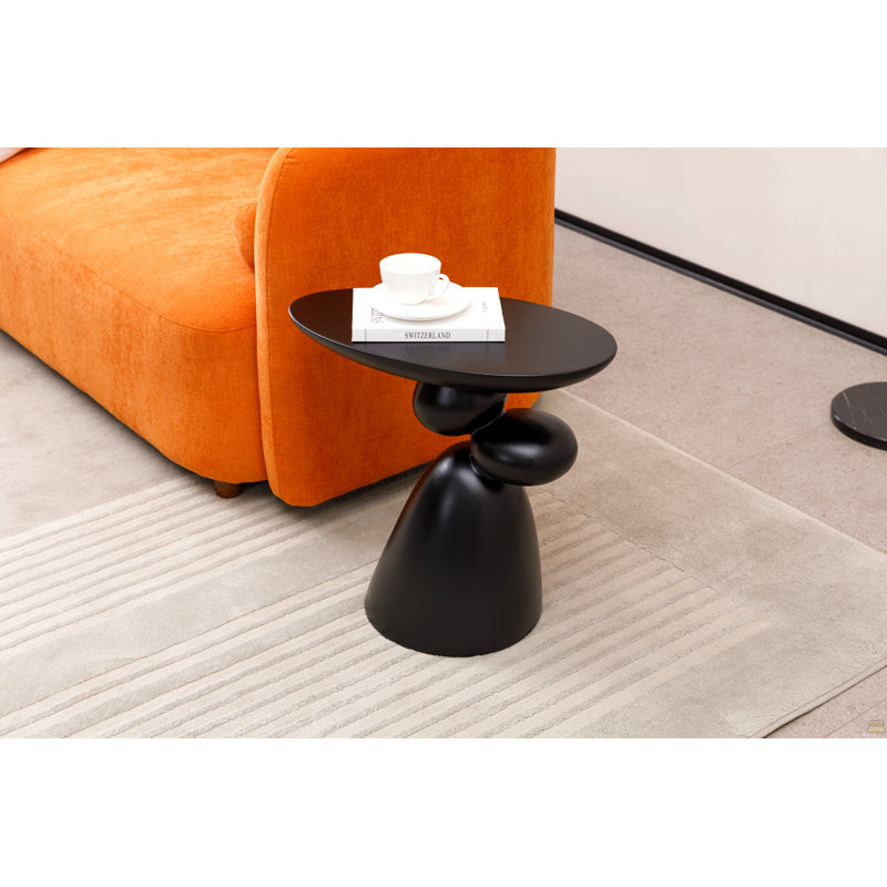 Table de bout en pierre, table d'appoint en fibre de verre, table de coin, table basse, Noir