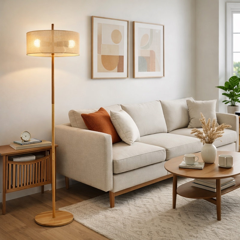 Monte FLOOR LAMP WITH PAPER RATTAN WEAVE SHADE