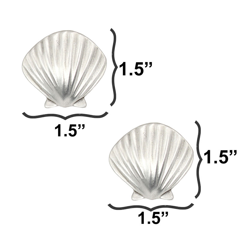 Seashell small knobs (set of 2), Brushed Nickel, 1.5" L x 1.5" W, 2
